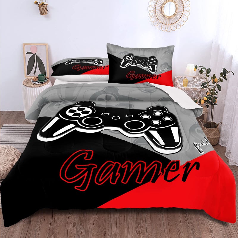 lris Bedding Gaming Bedding Set Queen Size Game Comforter Set for Boys Girls Kids Teens Soft Microfiber Colorful Modern Buttons Video Game Bedding Decorative 1 Comforter with 2 Pillow Shams - Image 2